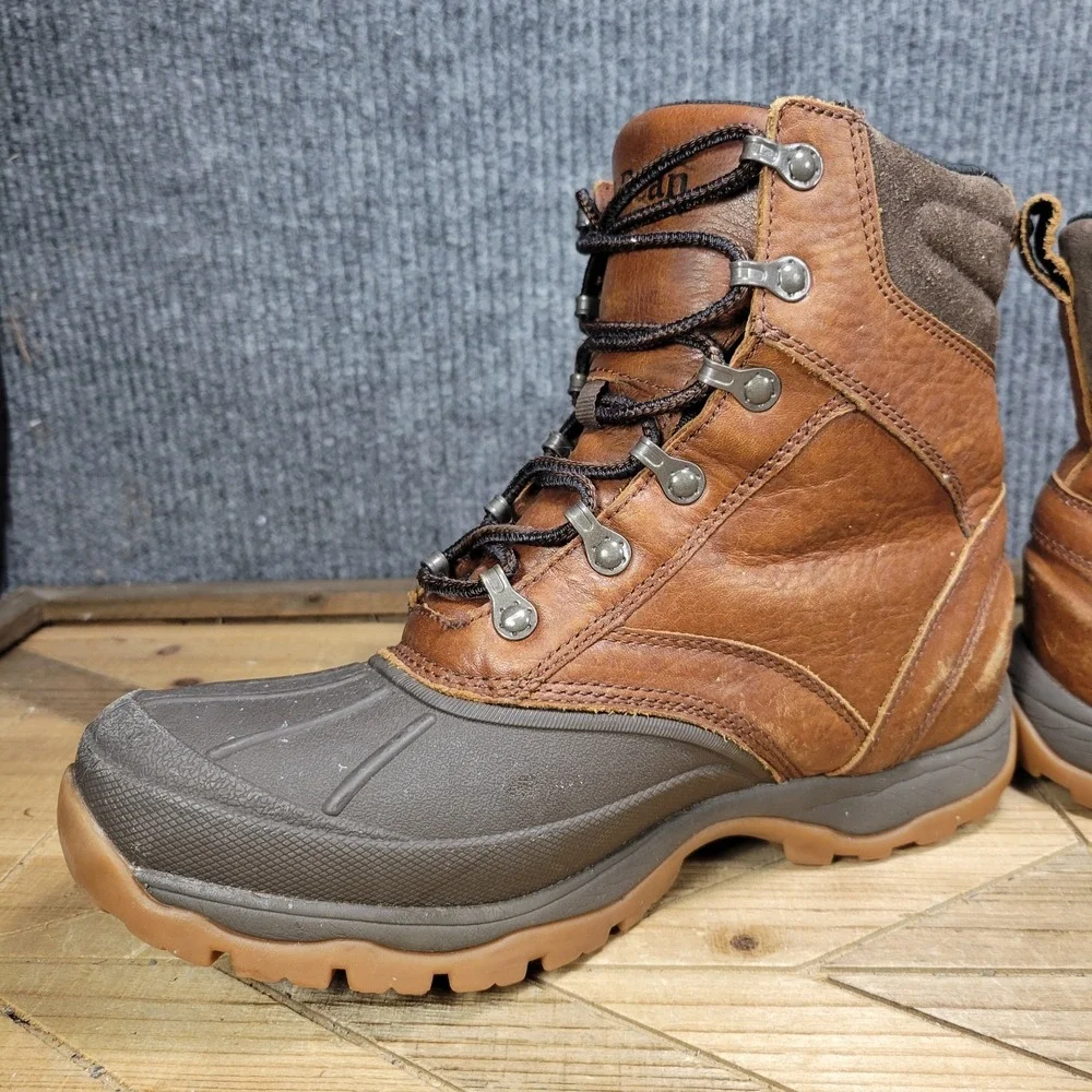 L.L. Bean Storm Chaser 5 Mens 8.5 M Duck Boots Brown Leather Primaloft Tek 2.5